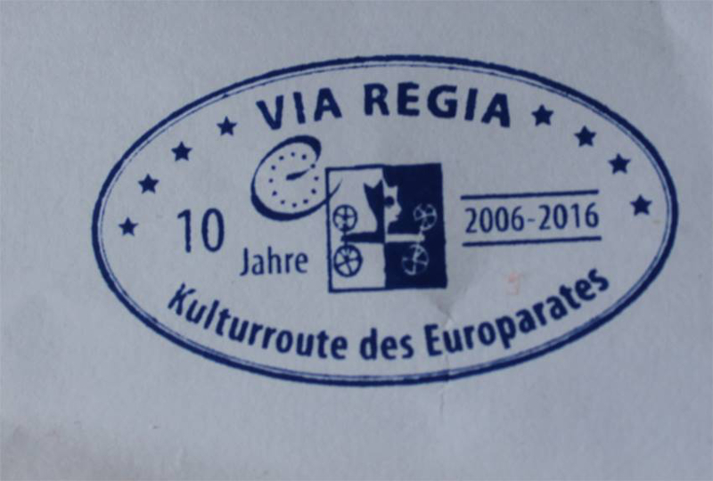 Hier konnte man auch einen Eindruck mit dem Sonderstempel „10 Jahre VIA REGIA – Kulturroute des Europarates“ in seinen Wegepass erhalten.